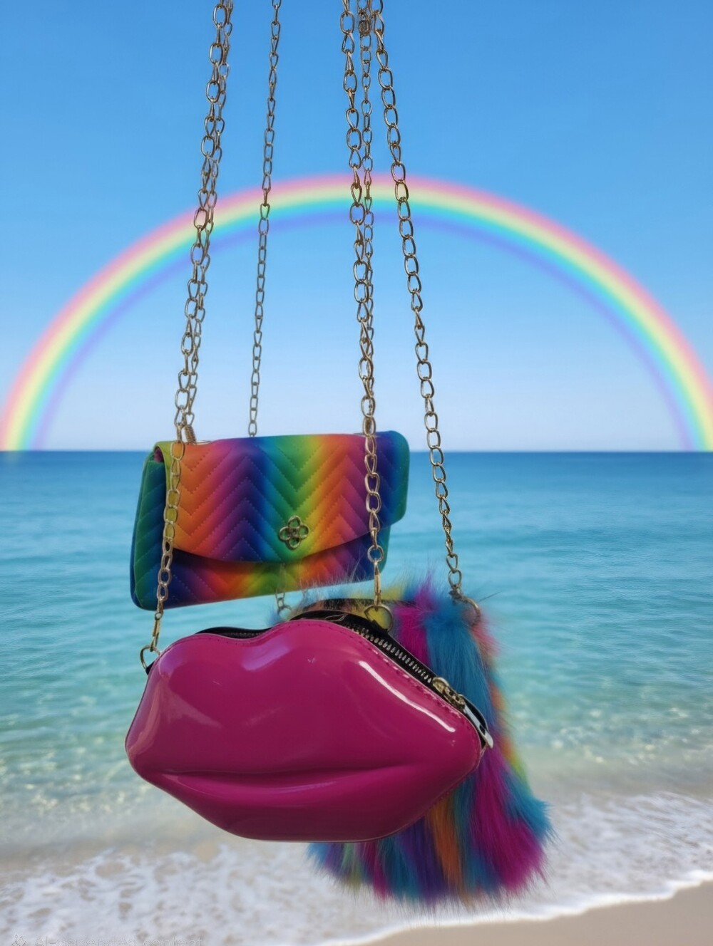 Lip-Shaped Mini Crossbody Bag in Pink